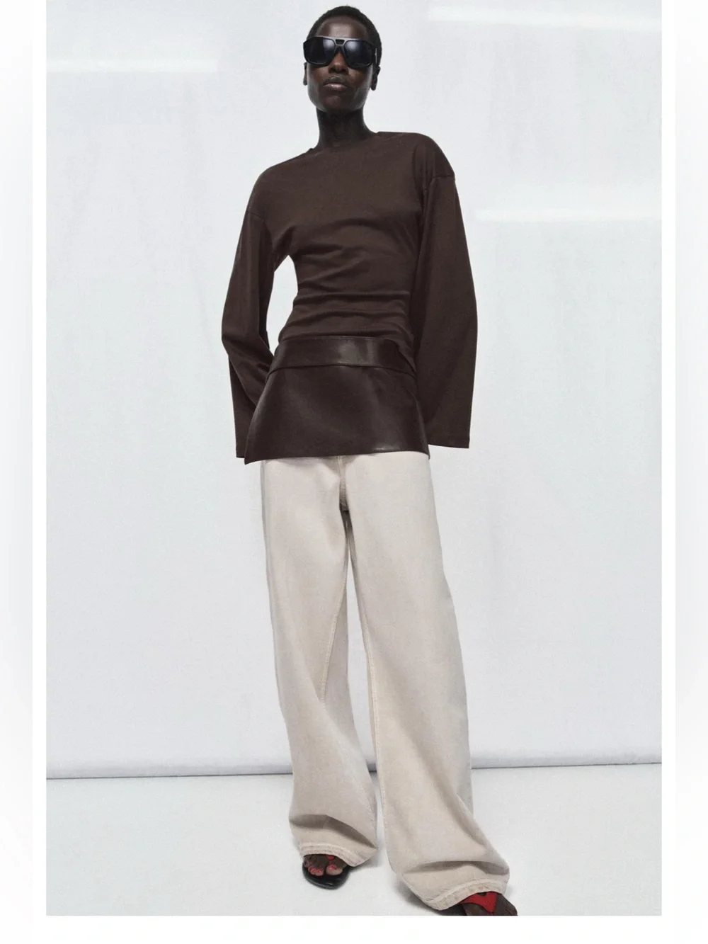 NWT Zara Brown 100% Leather Skirt Belt Size 32 Viral Wrap Waist Belt  1736/004/7